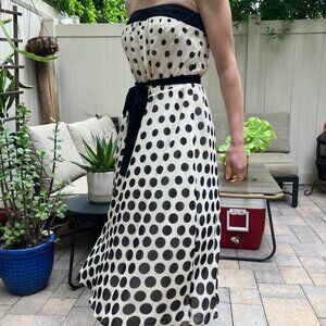 Silk crepe polka dot midi dress